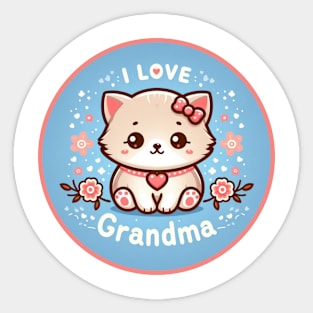 I Love Grandma Kitten Logo Sticker